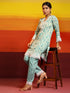 Samma Chikankari Co-ord set in Cotton for Women- Green